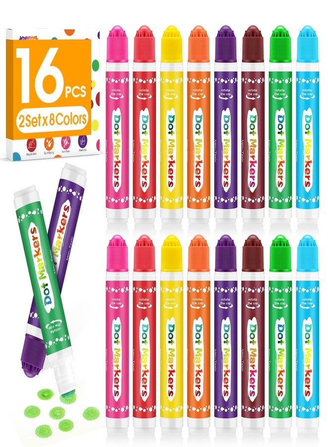 FUMILE 16PCS Dot Markers for Toddlers 1-3,2 Pack 8 Colors Bingo Daubers for kids,Non-Toxic and Washable Bingo Dot Markers for Art and Craft.Dot Paints for kids Drawing Coloring Supplies - Image 1